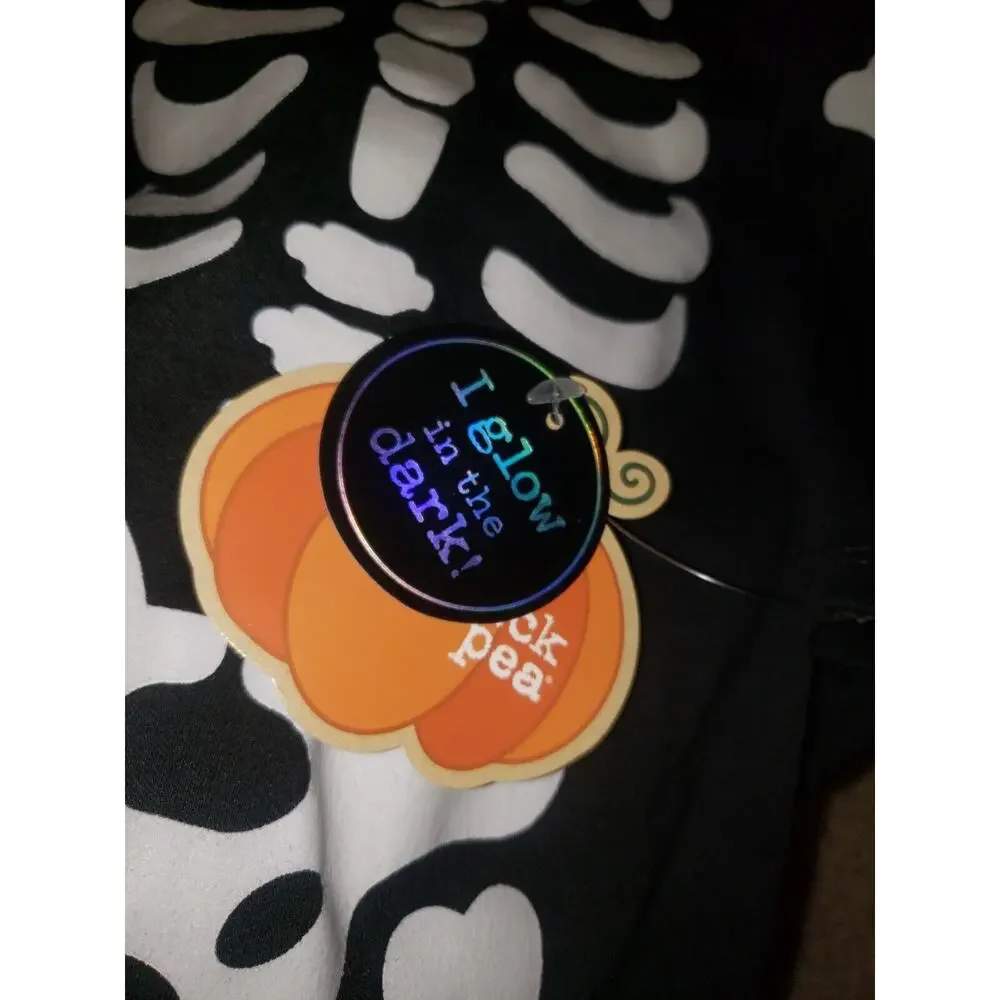 Chick Pea 0-3 Months Skeleton Glow in the dark Halloween outfit Black & White